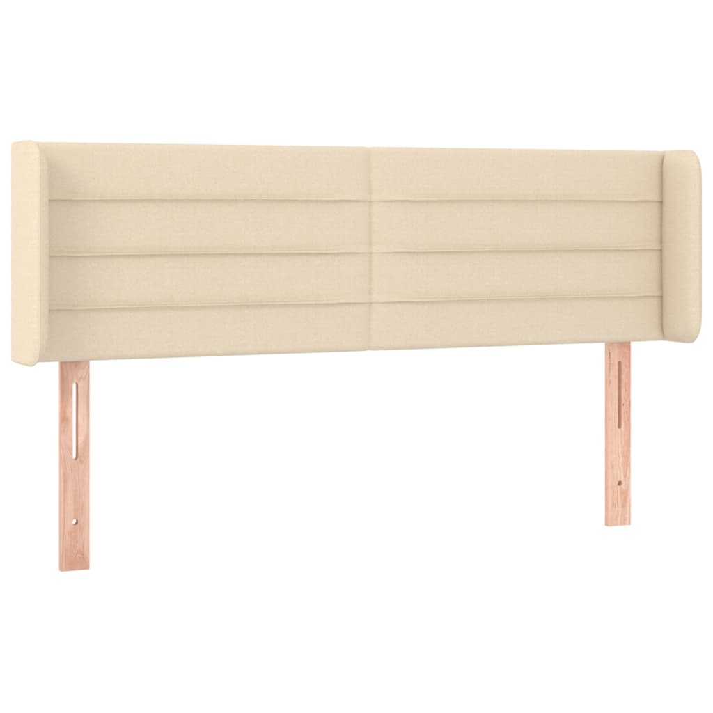 sengegavl med LED-lys 147x16x78/88 cm stof cremefarvet