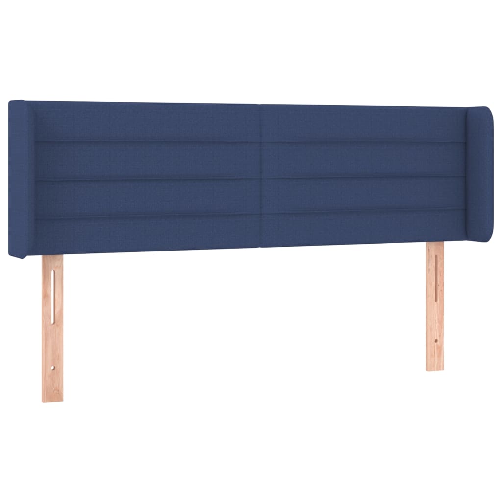sengegavl med LED-lys 147x16x78/88 cm stof blå