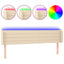 sengegavl med LED-lys 183x16x78/88 cm stof cremefarvet