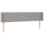 sengegavl med LED-lys 203x16x78/88 cm stof lysegrå