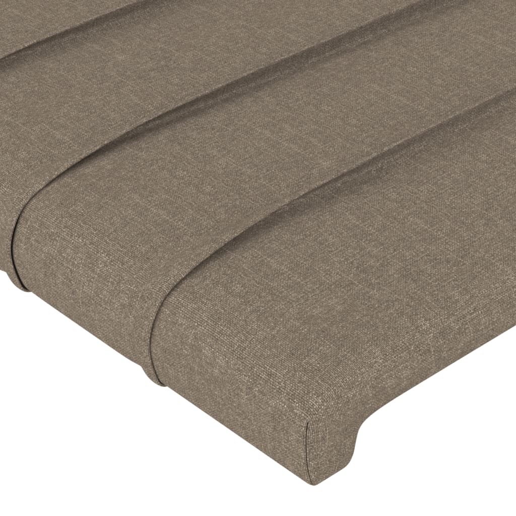 sengegavl med LED-lys 203x16x78/88 cm stof gråbrun