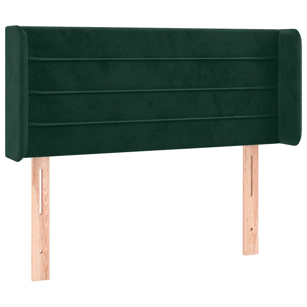 sengegavl med LED-lys 83x16x78/88 cm fløjl Mørkegrøn