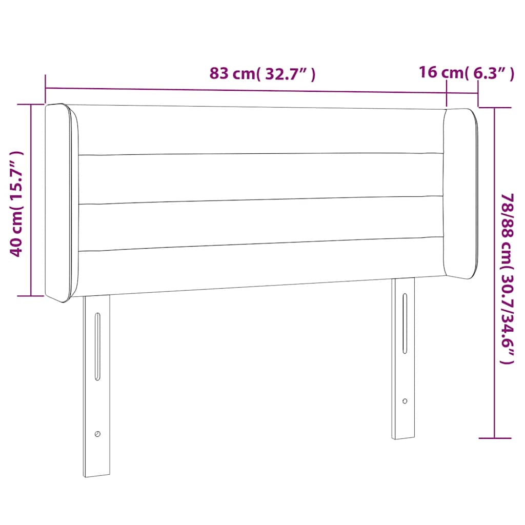 sengegavl med LED-lys 83x16x78/88 cm fløjl Mørkegrøn