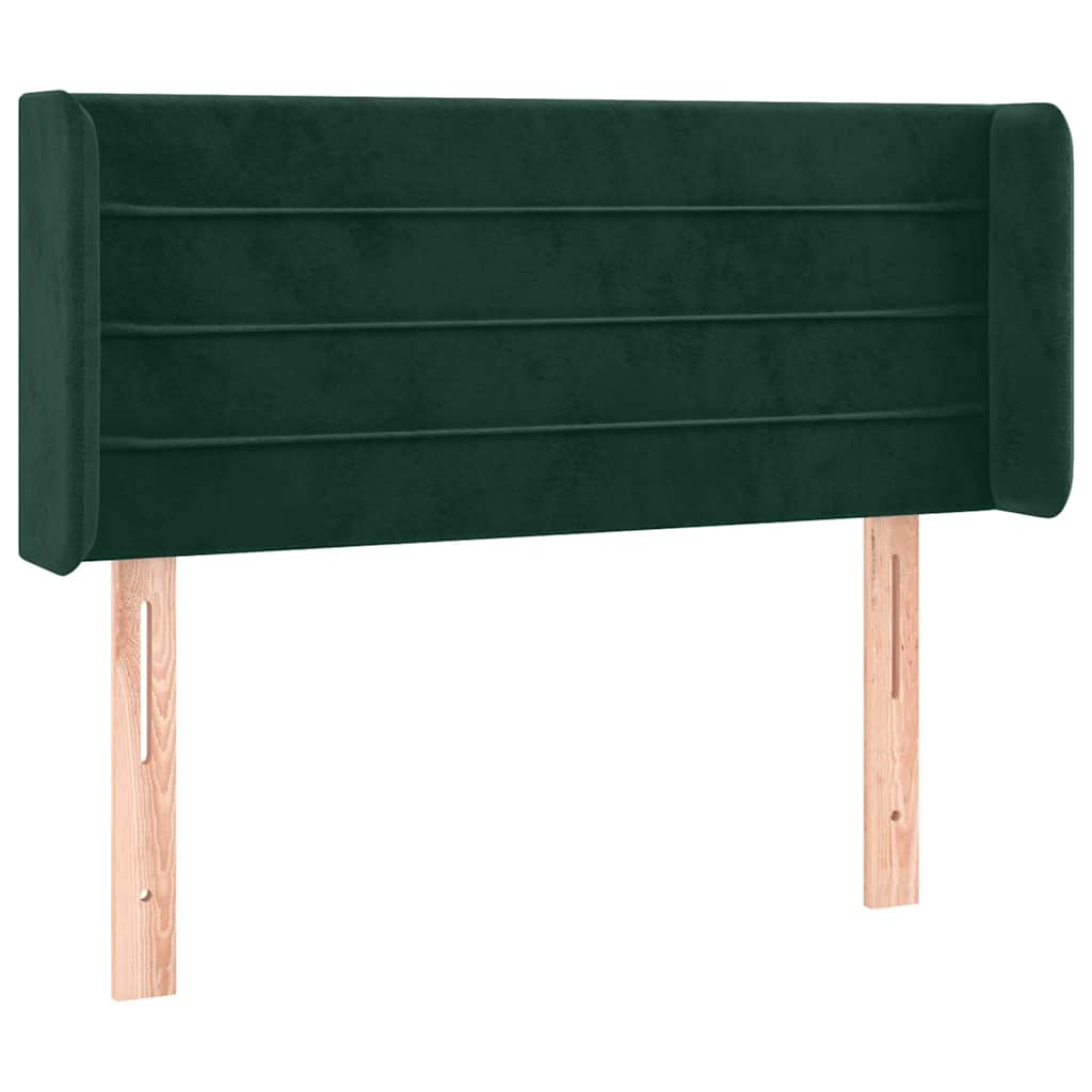 sengegavl med LED-lys 103x16x78/88 cm fløjl mørkegrøn