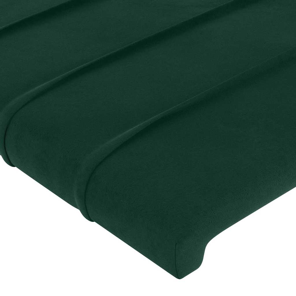 sengegavl med LED-lys 103x16x78/88 cm fløjl mørkegrøn