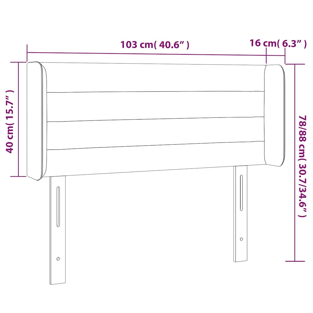 sengegavl med LED-lys 103x16x78/88 cm fløjl mørkegrøn