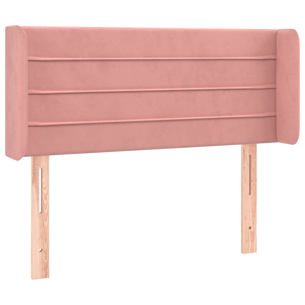 sengegavl med LED-lys 103x16x78/88 cm fløjl lyserød