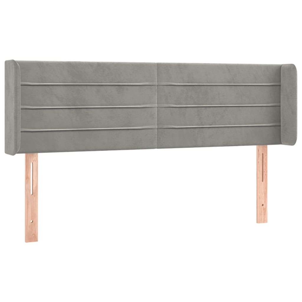 sengegavl med LED-lys 147x16x78/88 cm fløjl lysegrå