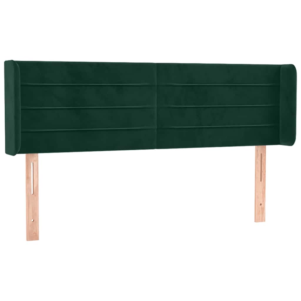 sengegavl med LED-lys 147x16x78/88 cm fløjl mørkegrøn