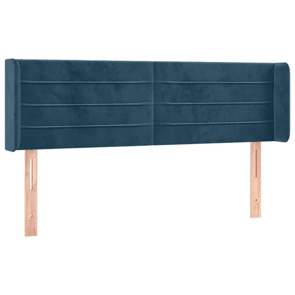 sengegavl med LED-lys 147x16x78/88 cm fløjl mørkeblå