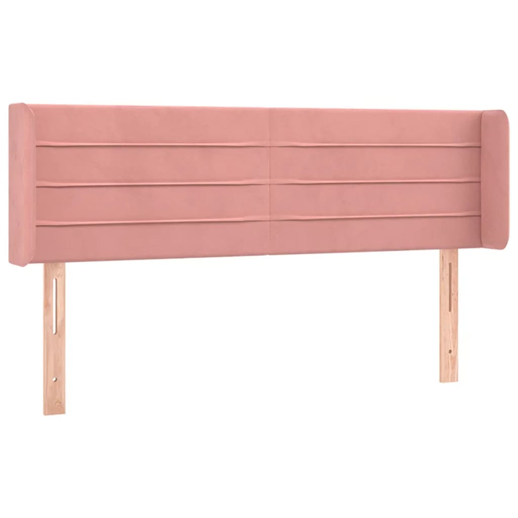 sengegavl med LED-lys 147x16x78/88 cm fløjl lyserød