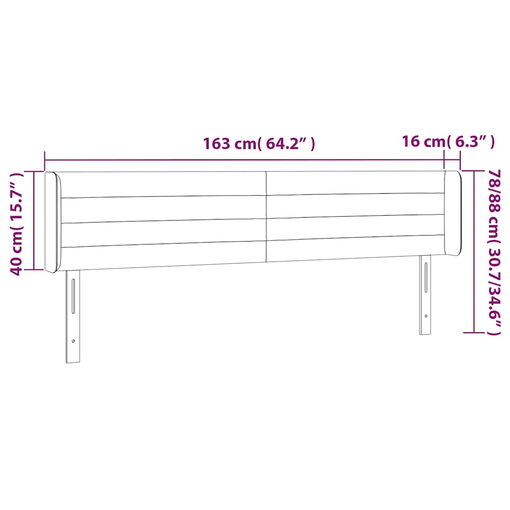 sengegavl med LED-lys 163x16x78/88 cm fløjl mørkegrøn