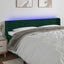 sengegavl med LED-lys 163x16x78/88 cm fløjl mørkegrøn