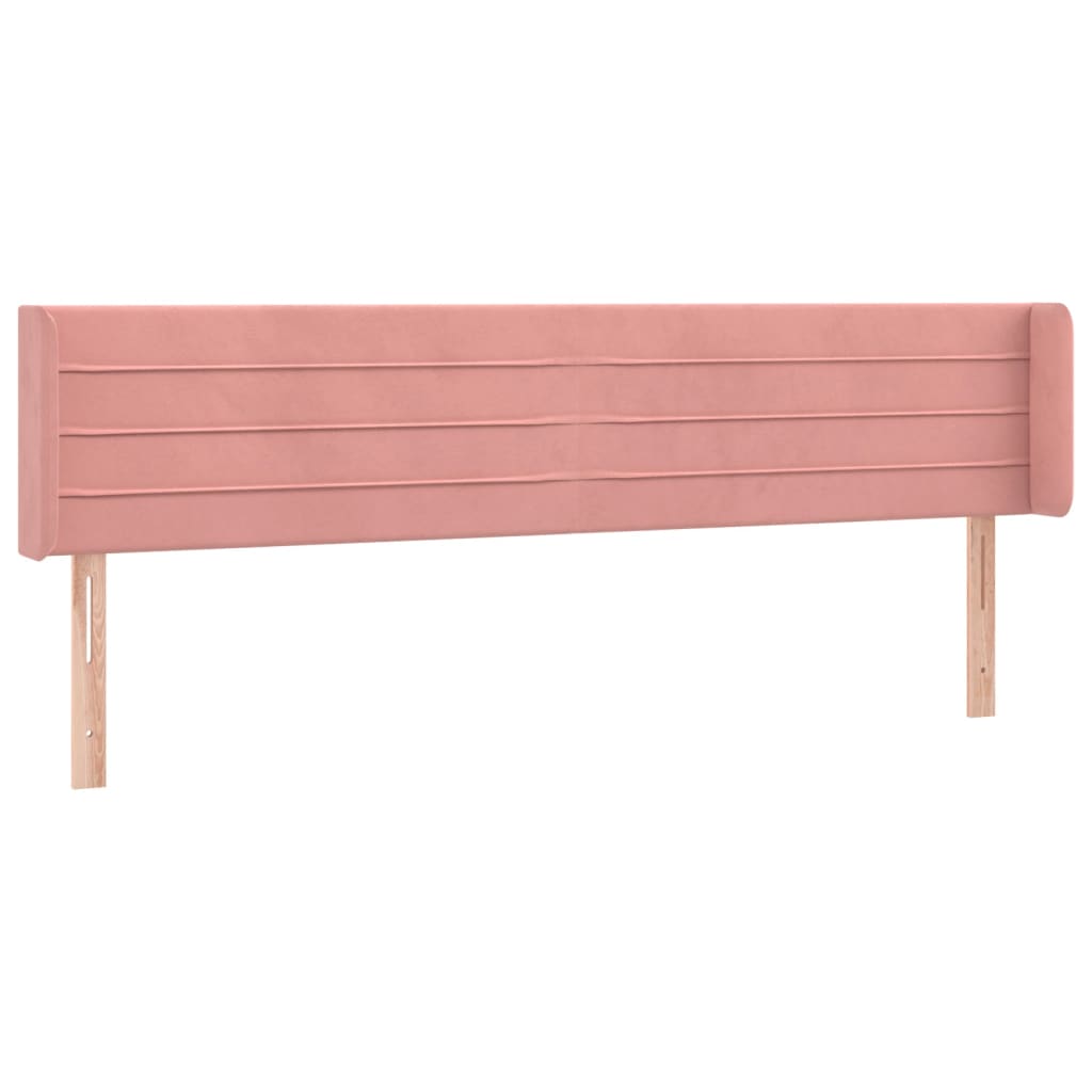 sengegavl med LED-lys 163x16x78/88 cm fløjl lyserød