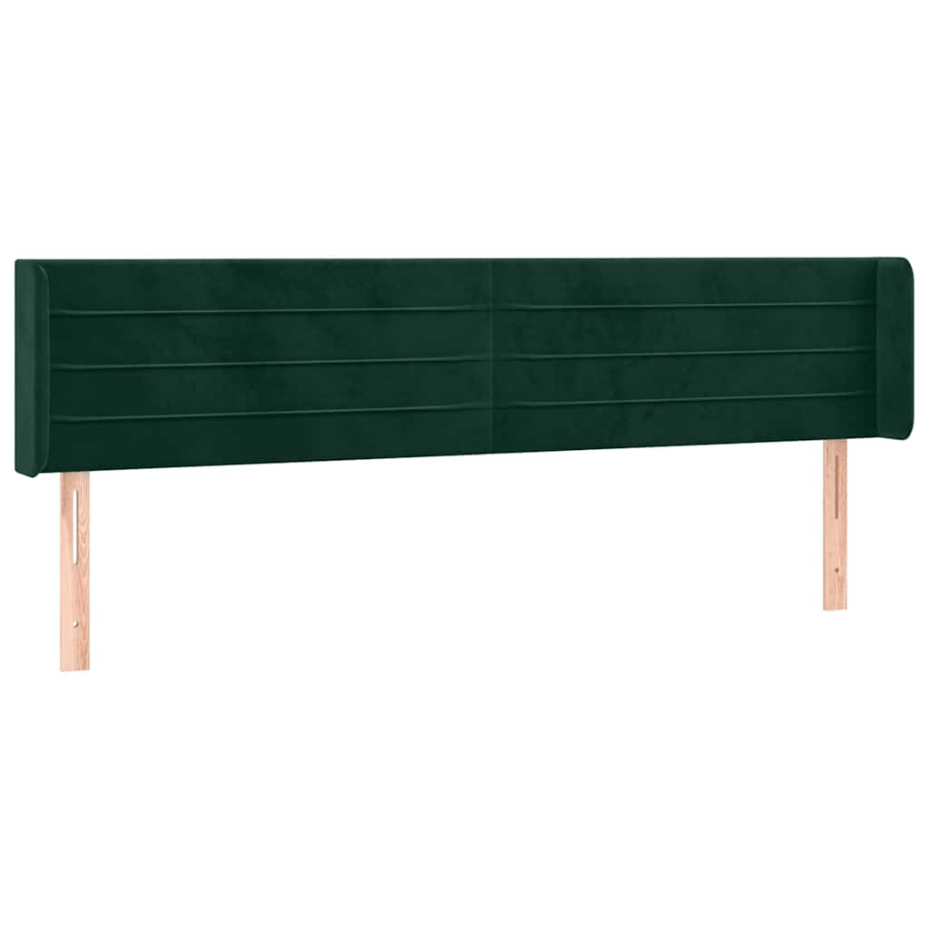 sengegavl med LED-lys 183x16x78/88 cm fløjl mørkegrøn
