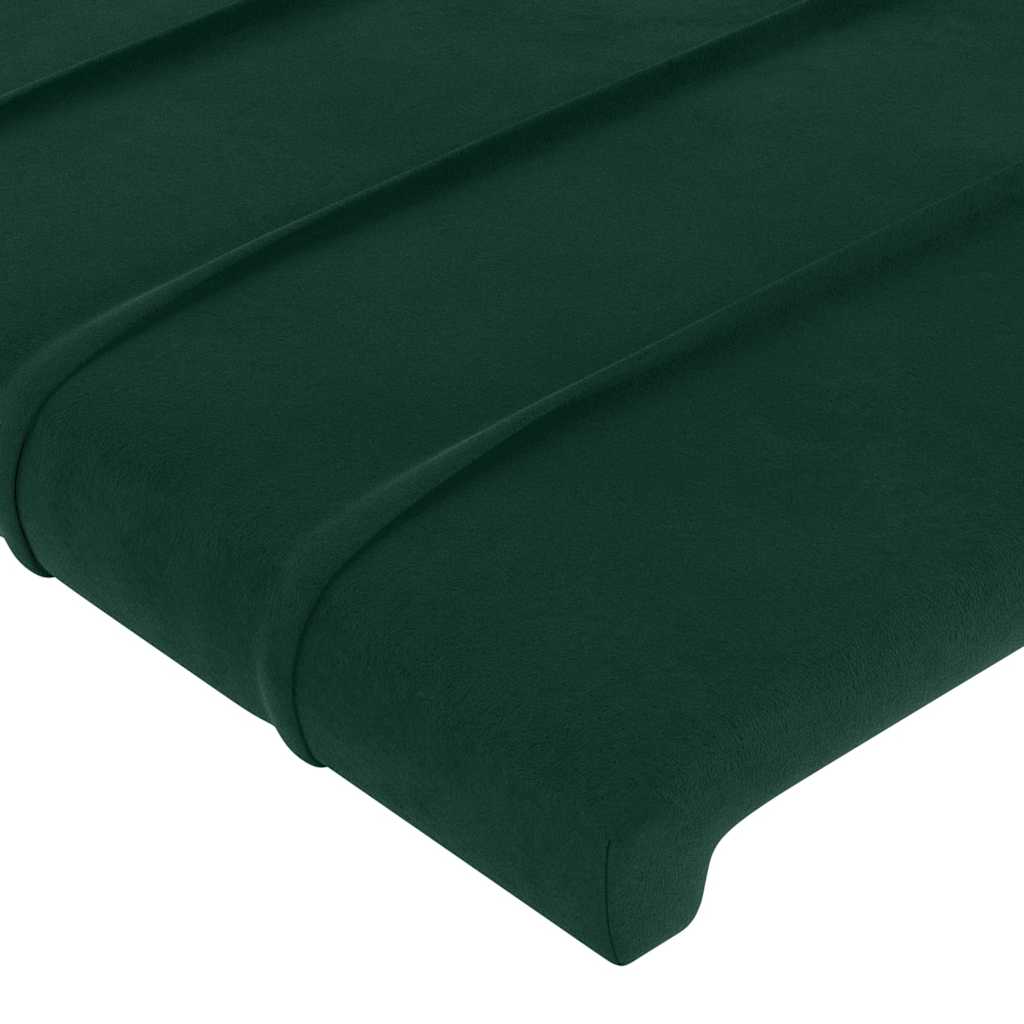 sengegavl med LED-lys 183x16x78/88 cm fløjl mørkegrøn