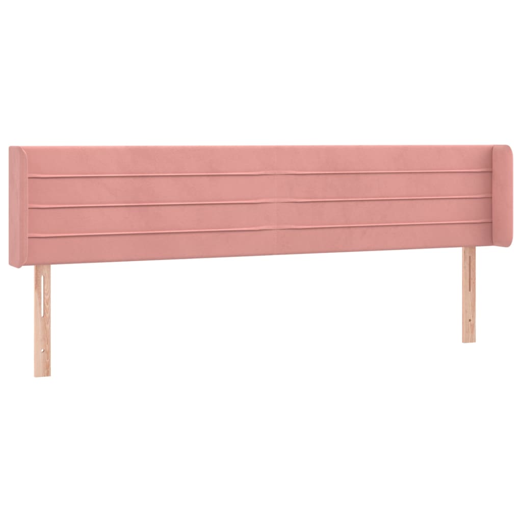 sengegavl med LED-lys 203x16x78/88 cm fløjl lyserød
