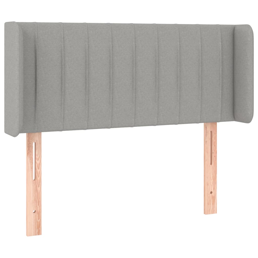 sengegavl med LED-lys 83x16x78/88 cm stof lysegrå
