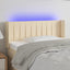sengegavl med LED-lys 83x16x78/88 cm stof cremefarvet