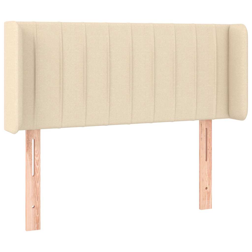 sengegavl med LED-lys 93x16x78/88 cm stof cremefarvet