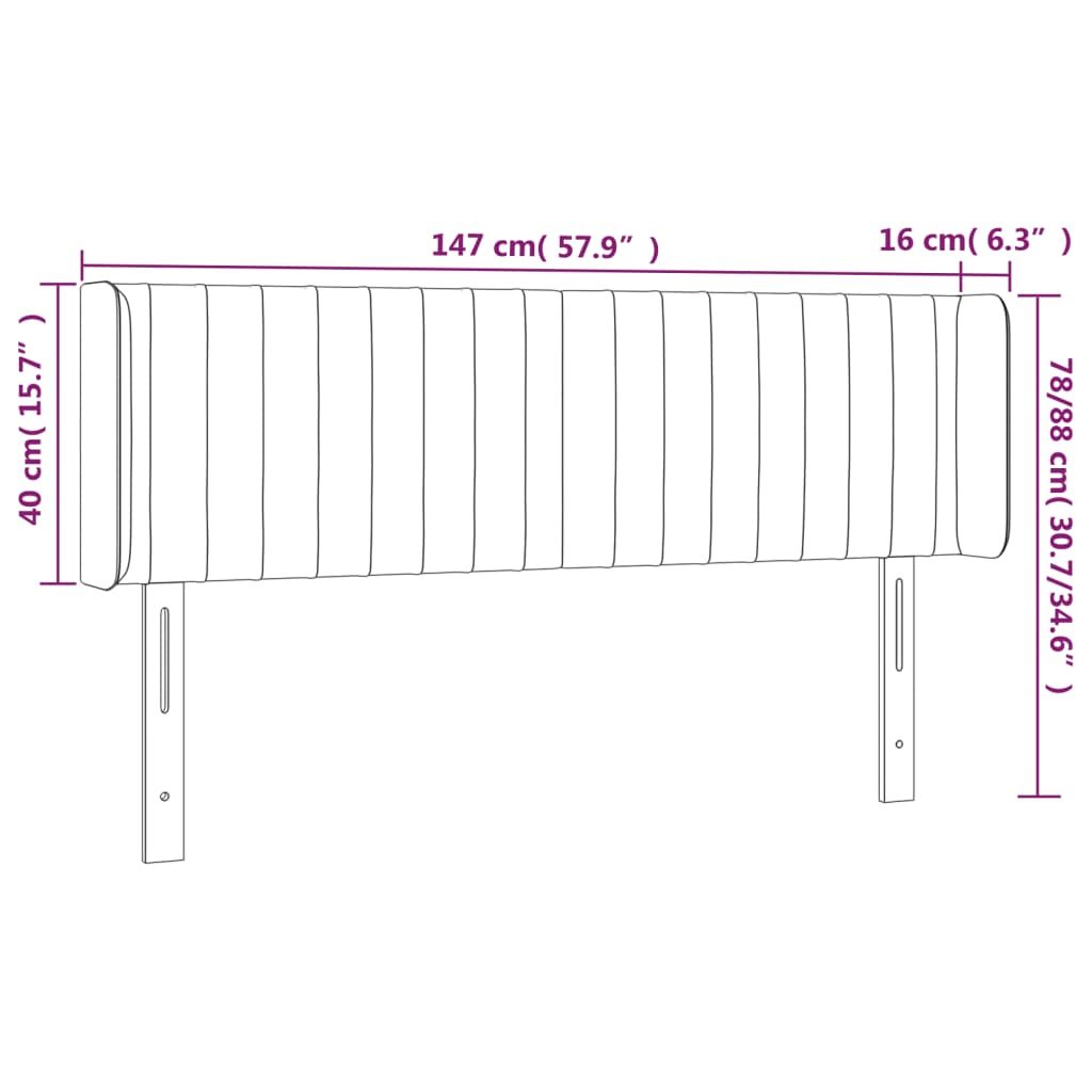 sengegavl med LED-lys 147x16x78/88 cm stof gråbrun