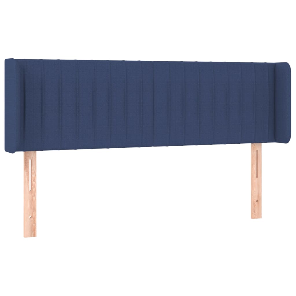 sengegavl med LED-lys 147x16x78/88 cm stof blå