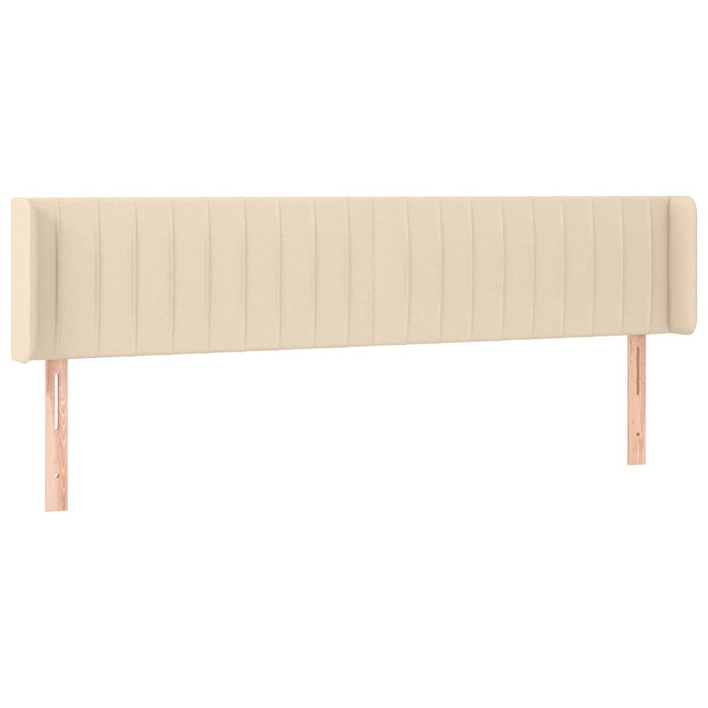 sengegavl med LED-lys 163x16x78/88 cm stof cremefarvet