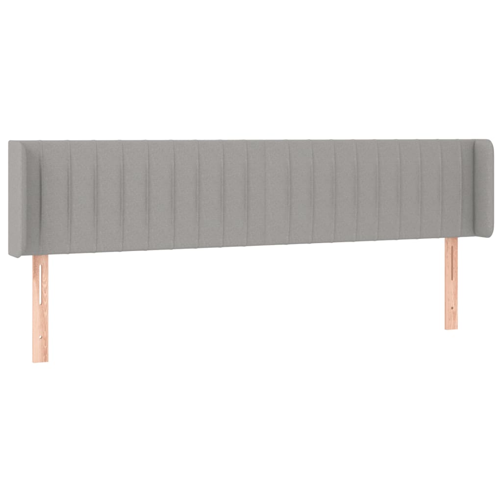 sengegavl med LED-lys 183x16x78/88 cm stof lysegrå