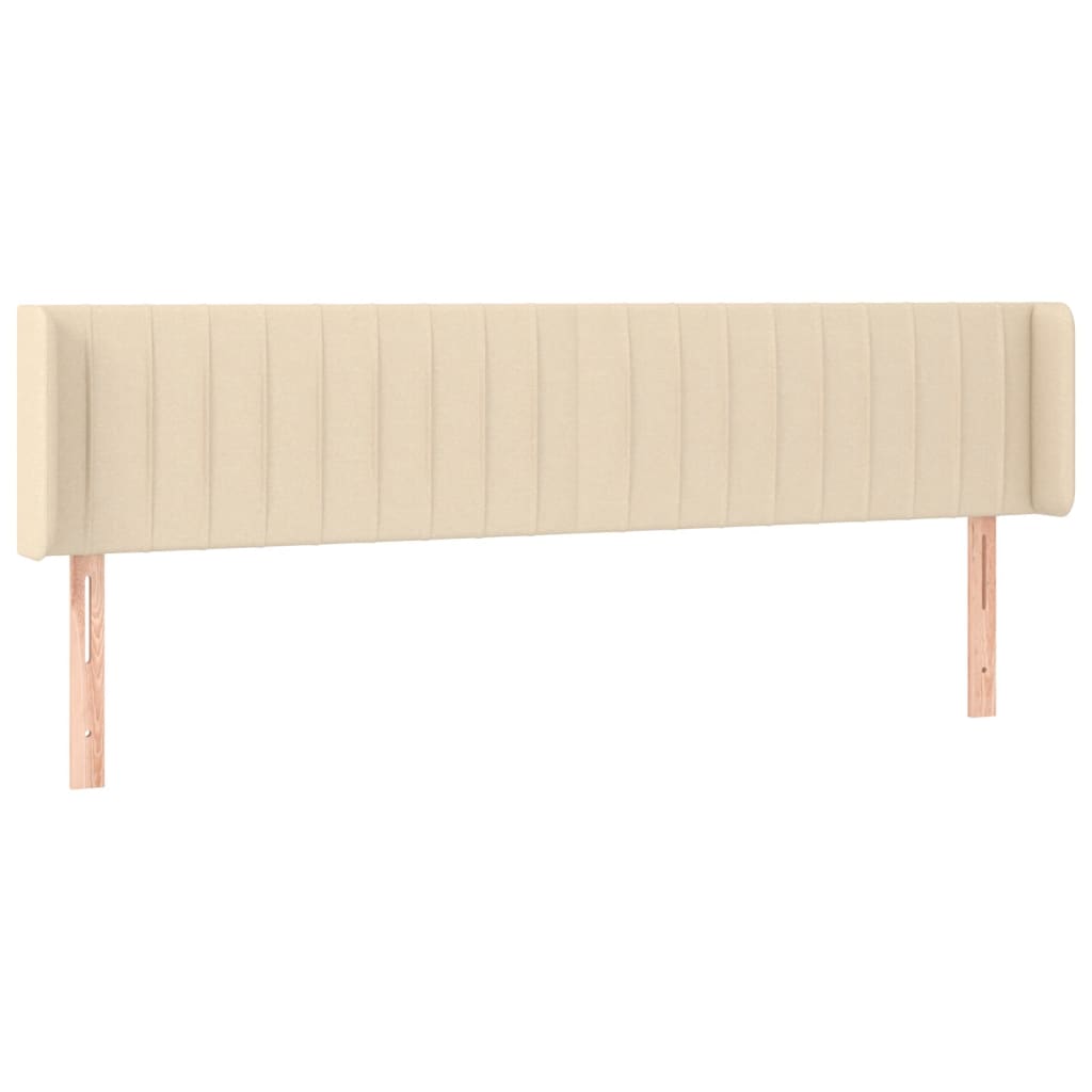 sengegavl med LED-lys 203x16x78/88 cm stof cremefarvet