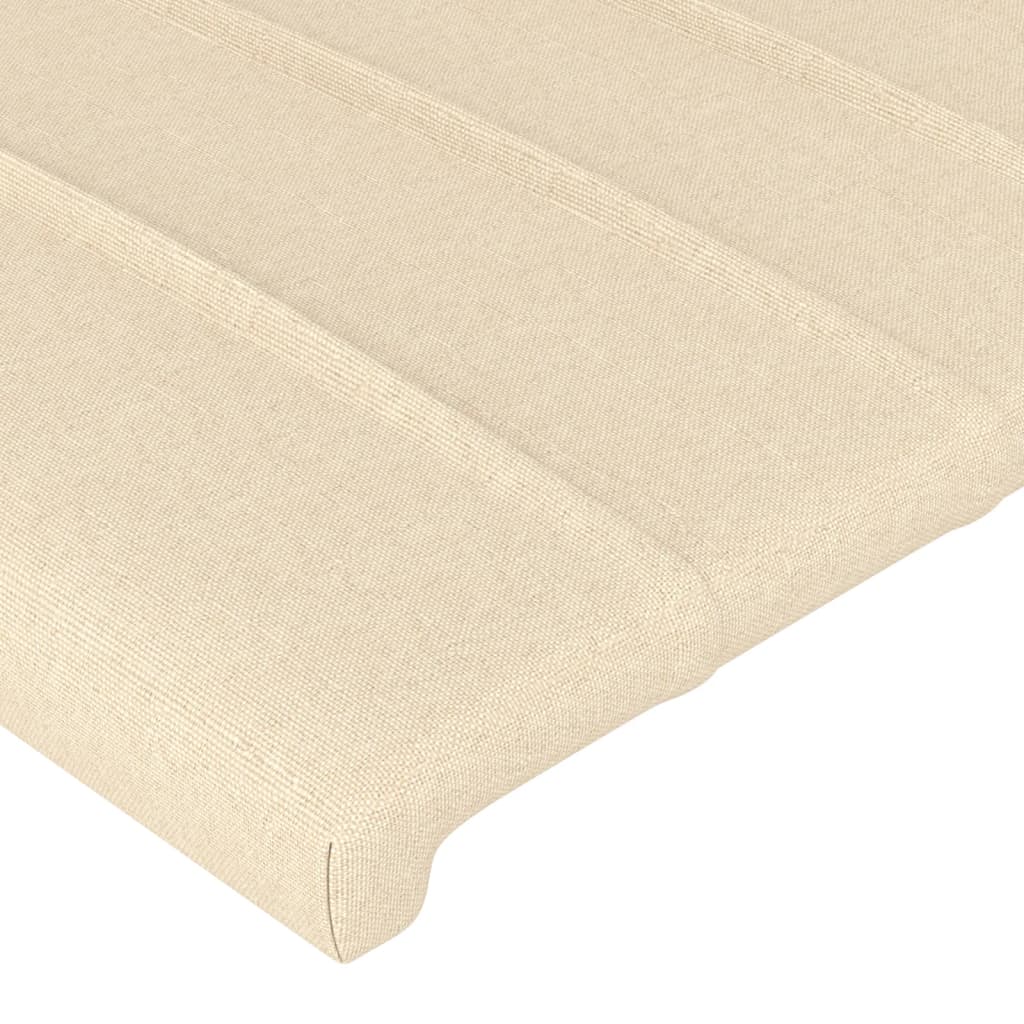 sengegavl med LED-lys 203x16x78/88 cm stof cremefarvet
