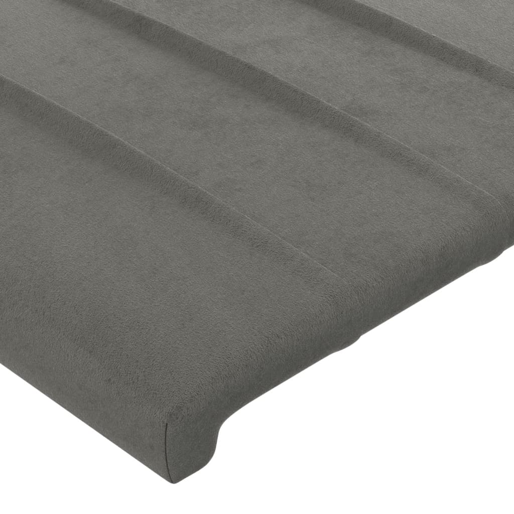 sengegavl med LED-lys 83x16x78/88 cm fløjl lysegrå