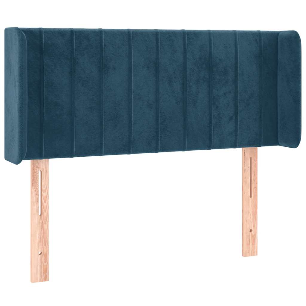 sengegavl med LED-lys 83x16x78/88 cm stof Mørkeblå