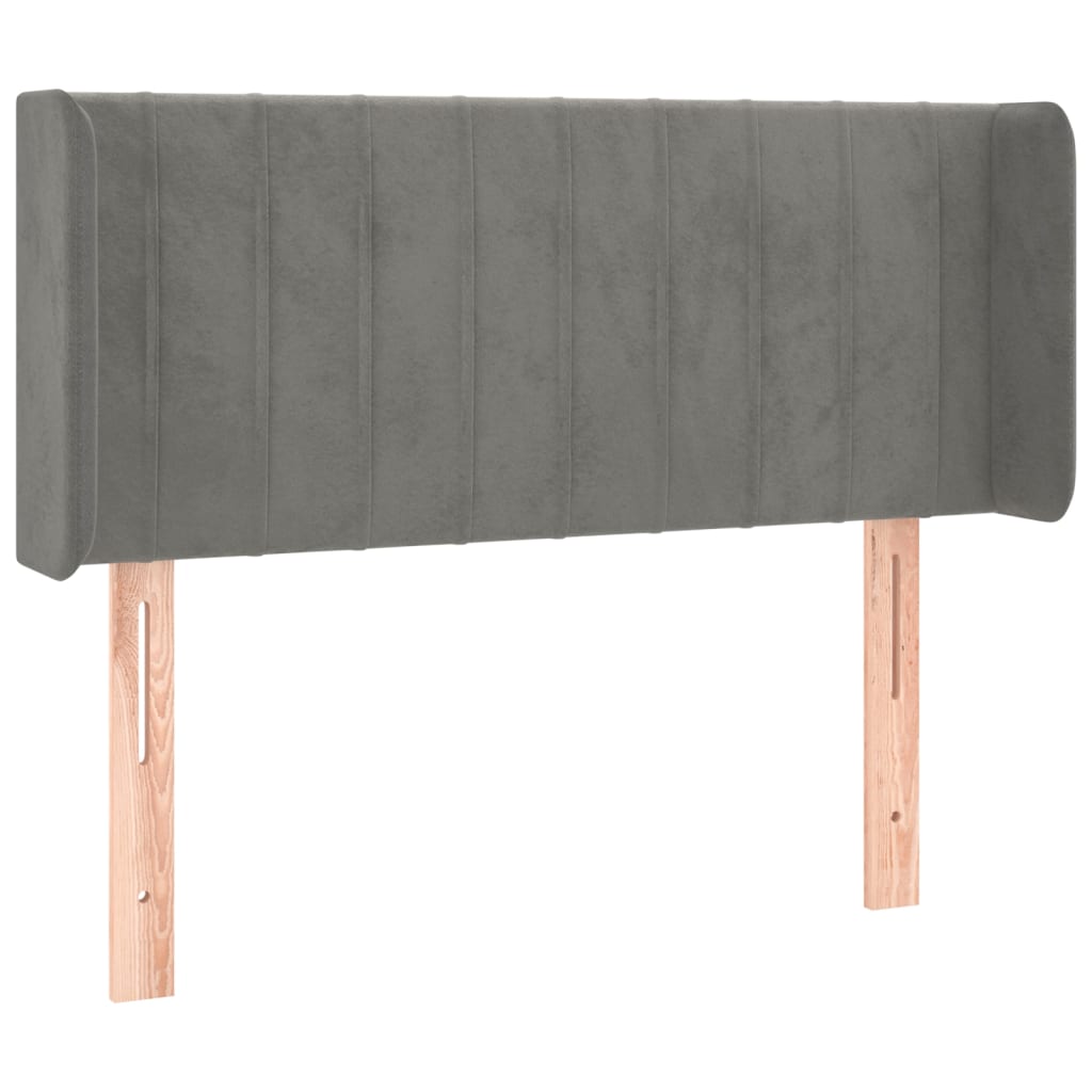 sengegavl med LED-lys 93x16x78/88 cm fløjl lysegrå