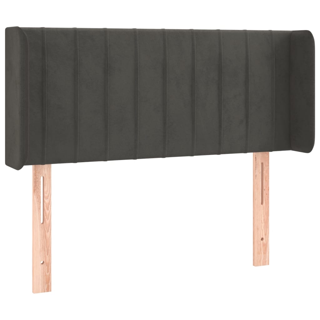 sengegavl med LED-lys 93x16x78/88 cm fløjl mørkegrå