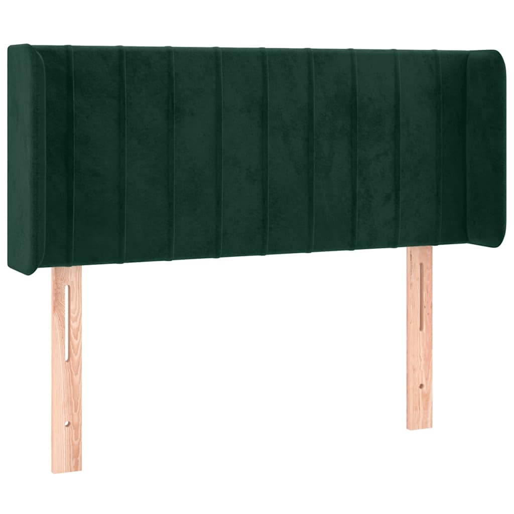 sengegavl med LED-lys 103x16x78/88 cm fløjl mørkegrøn