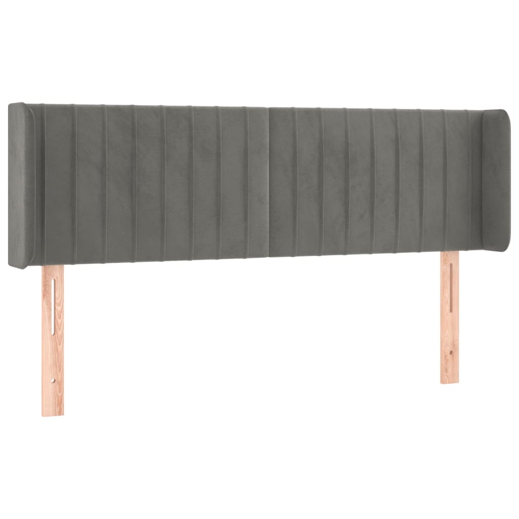 sengegavl med LED-lys 147x16x78/88 cm fløjl lysegrå