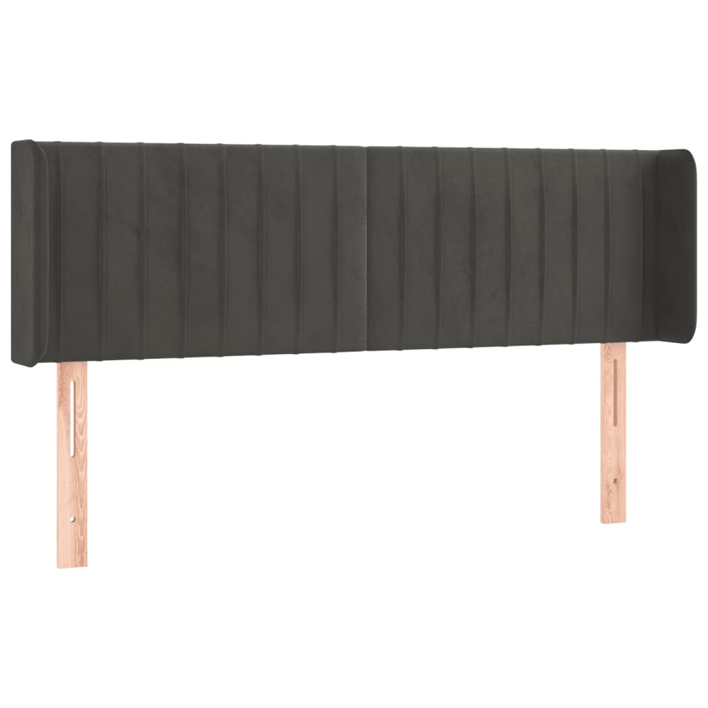 sengegavl med LED-lys 147x16x78/88 cm fløjl mørkegrå