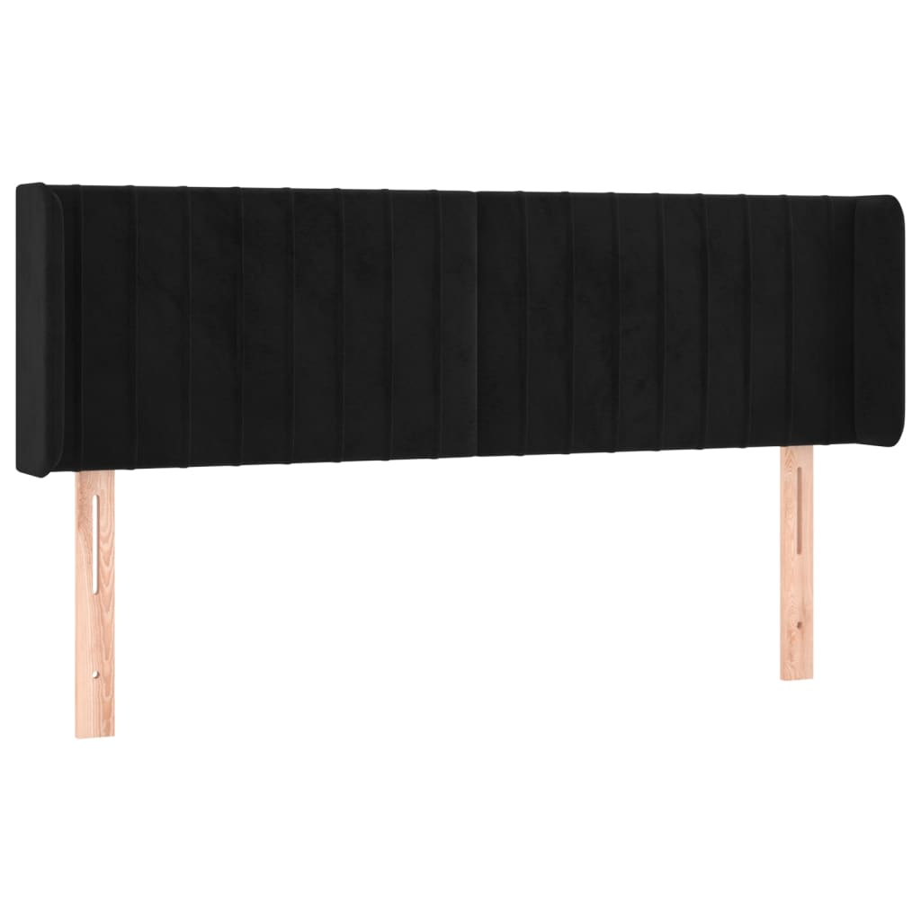sengegavl med LED-lys 147x16x78/88 cm fløjl sort