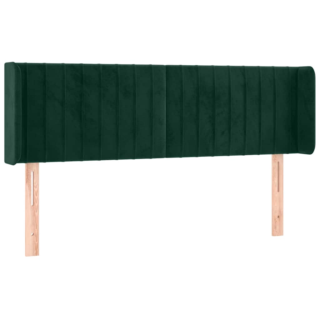 sengegavl med LED-lys 147x16x78/88 cm fløjl mørkegrøn