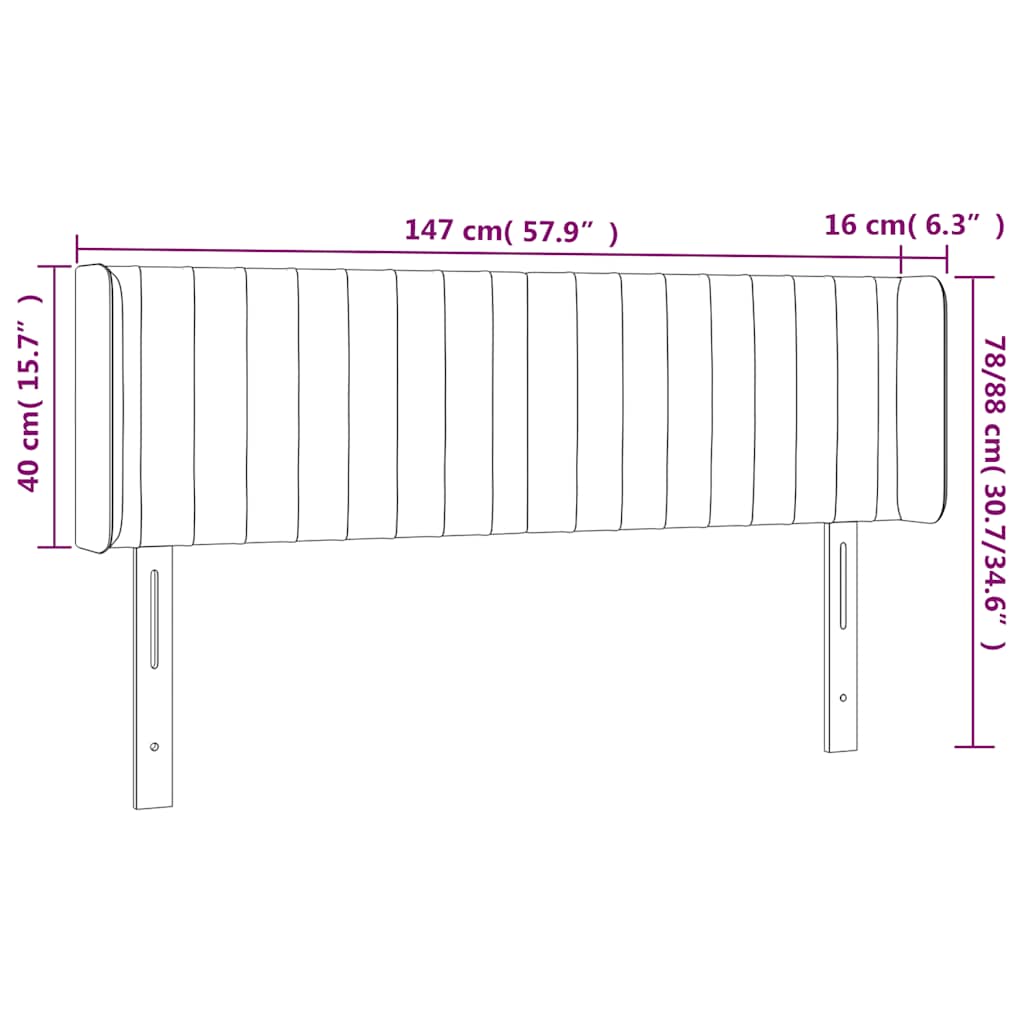 sengegavl med LED-lys 147x16x78/88 cm fløjl mørkegrøn