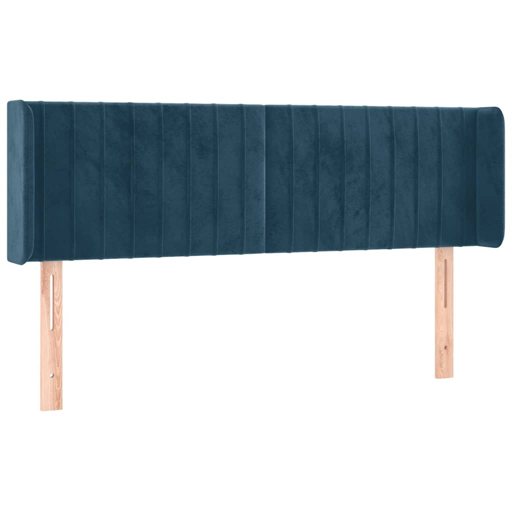 sengegavl med LED-lys 147x16x78/88 cm fløjl mørkeblå