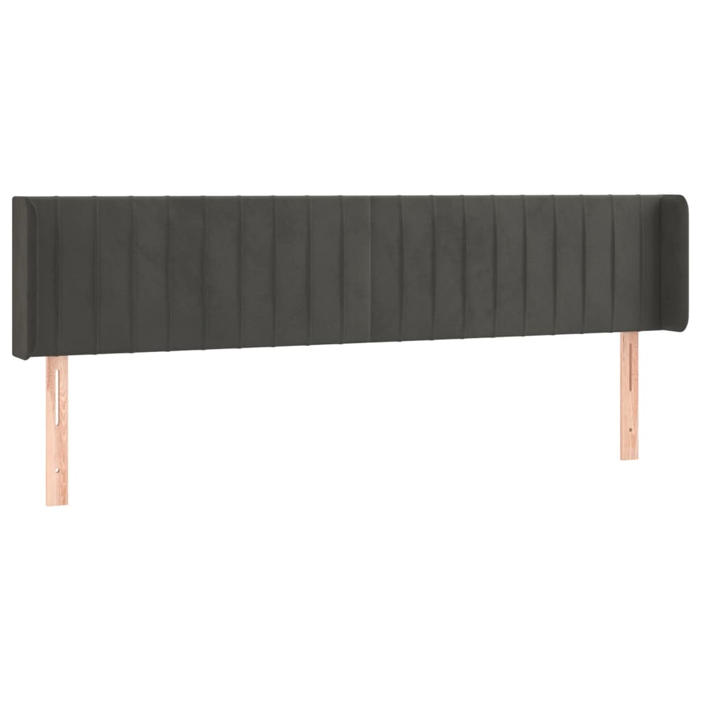 sengegavl med LED-lys 183x16x78/88 cm fløjl mørkegrå