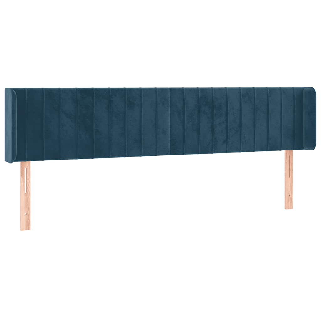 sengegavl med LED-lys 183x16x78/88 cm fløjl mørkeblå