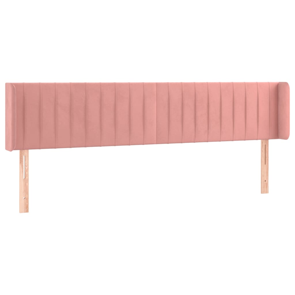 sengegavl med LED-lys 183x16x78/88 cm fløjl lyserød