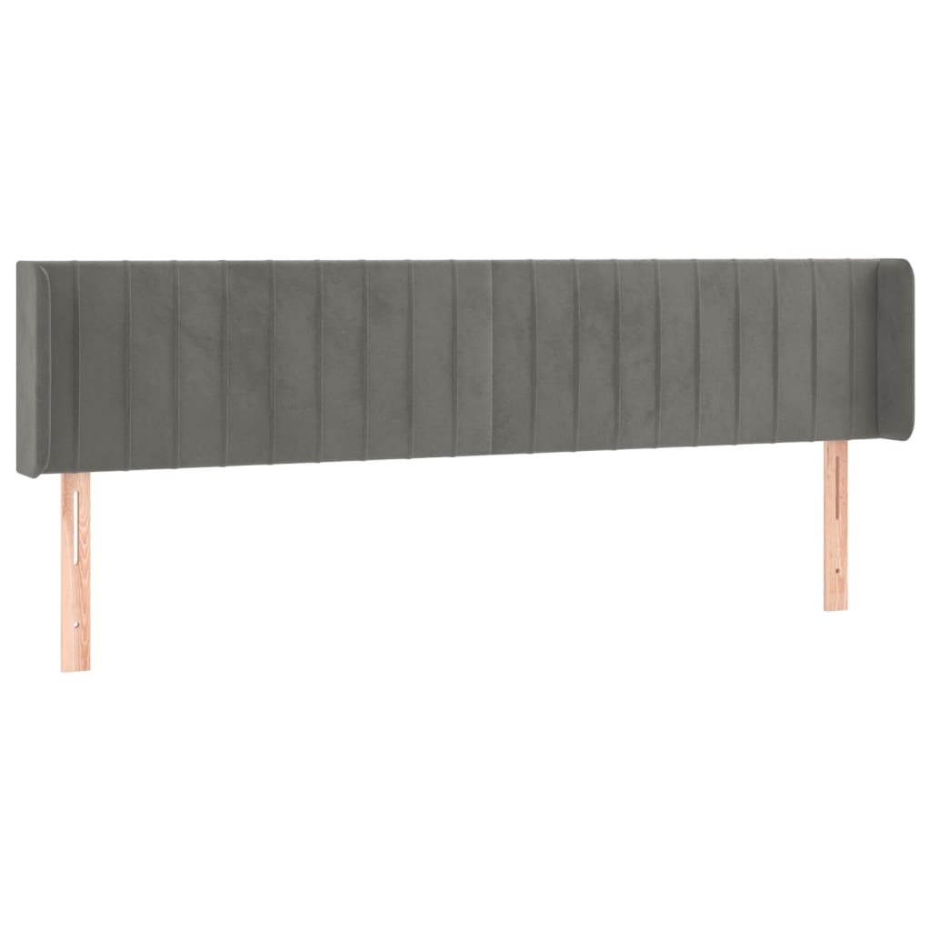sengegavl med LED-lys 203x16x78/88 cm fløjl lysegrå