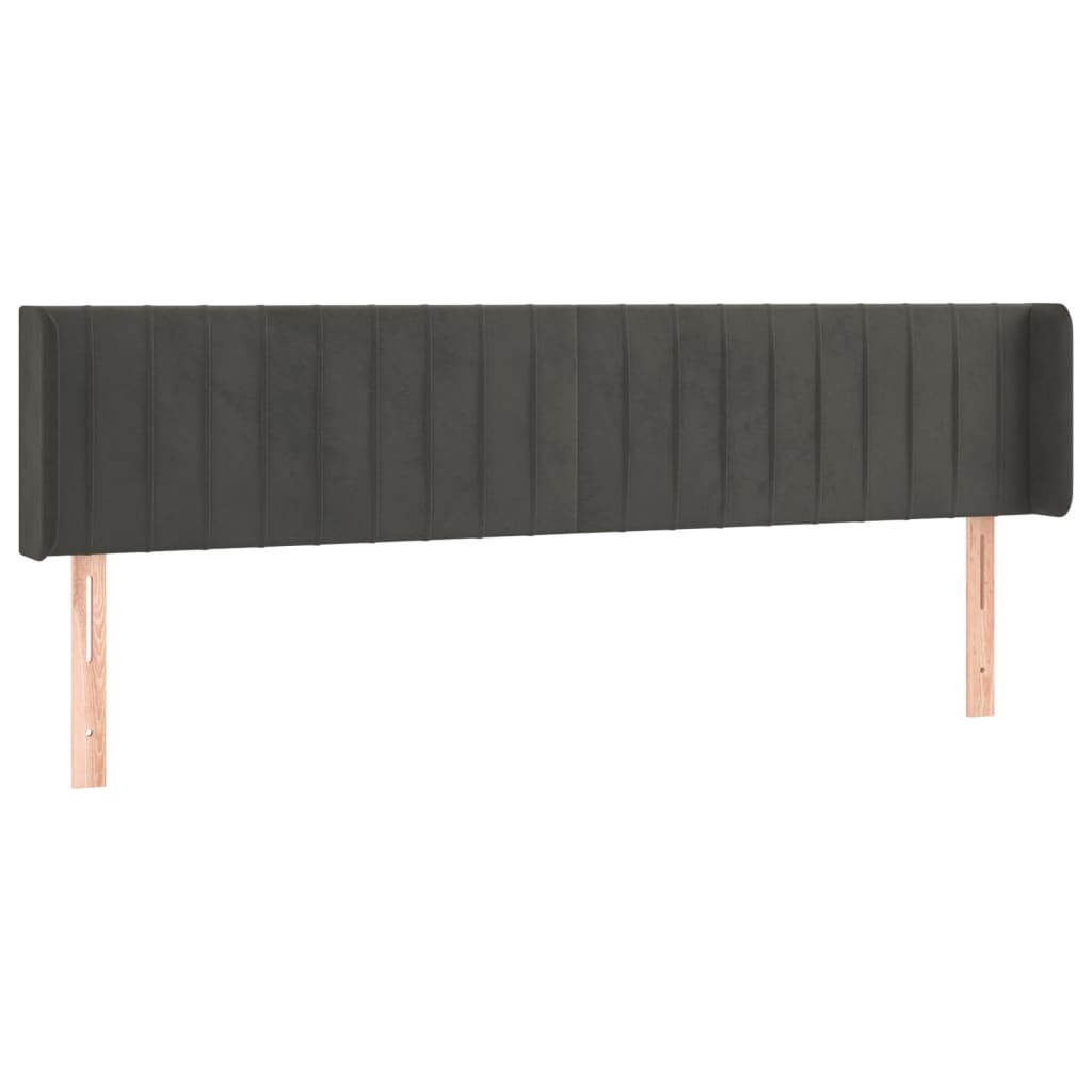 sengegavl med LED-lys 203x16x78/88 cm fløjl mørkegrå