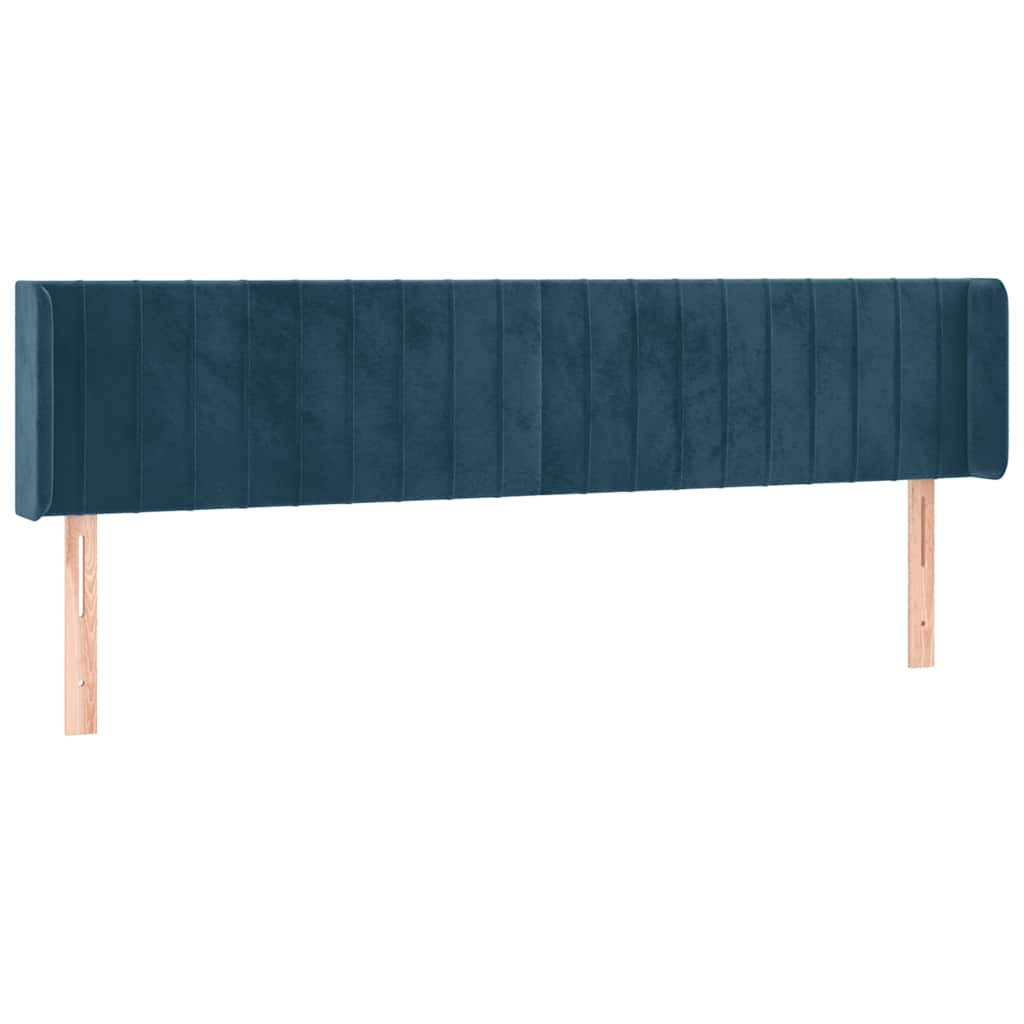 sengegavl med LED-lys 203x16x78/88 cm fløjl mørkeblå