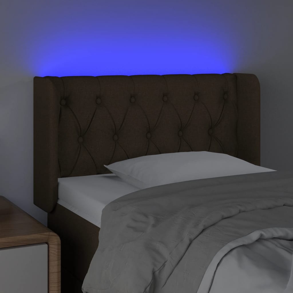 sengegavl med LED-lys 83x16x78/88 cm stof sort
