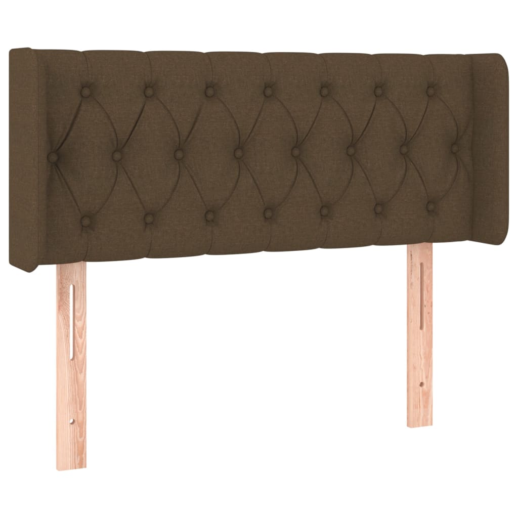 sengegavl med LED-lys 103x16x78/88 cm stof mørkebrun