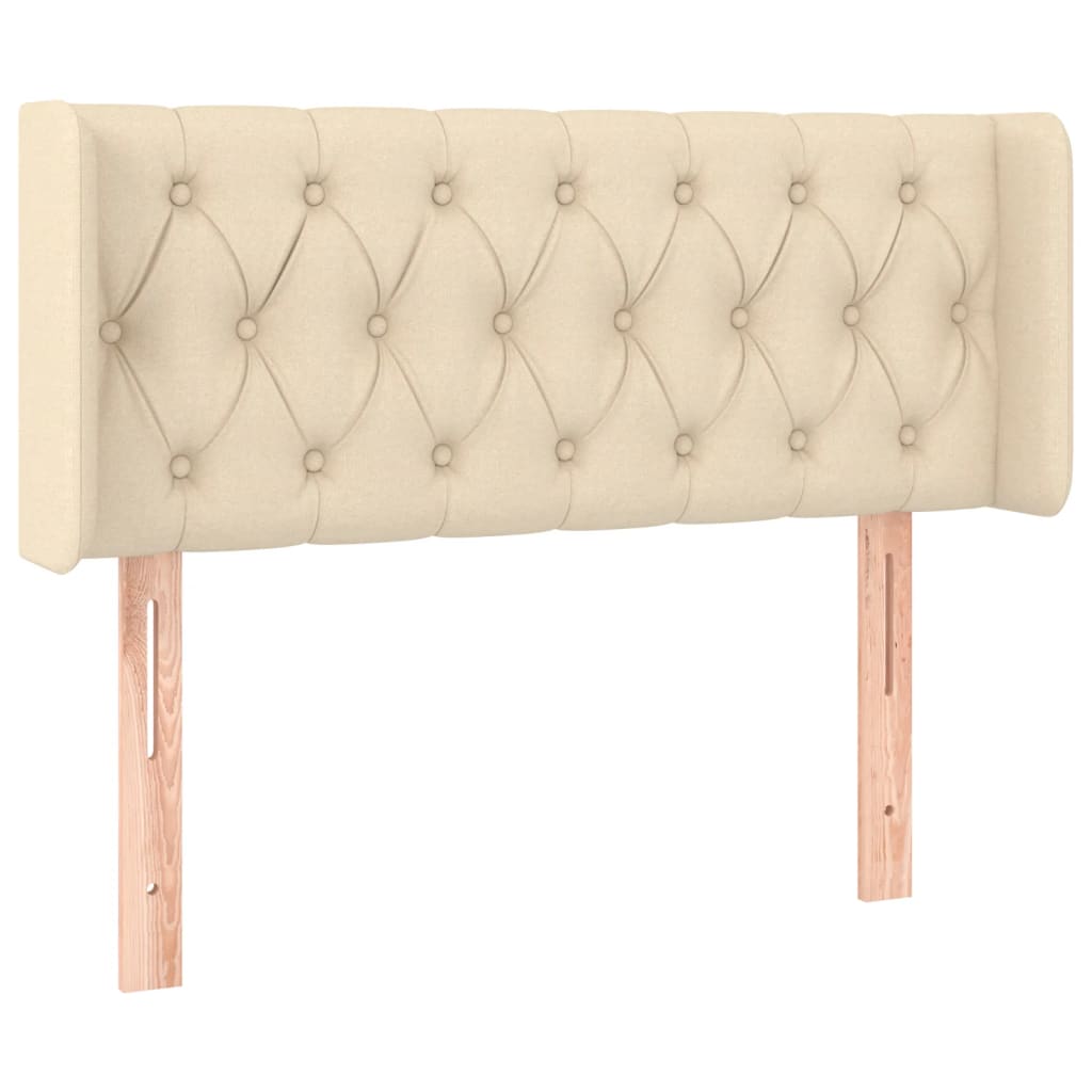 sengegavl med LED-lys 103x16x78/88 cm stof cremefarvet
